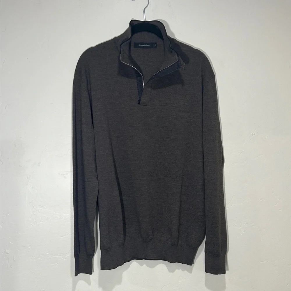 Men's Zegna Wool Brown Sweater L/XL - Picture 3 of 13